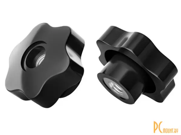 M12 d48 сквозная черная гайка-ручка зажимная пластиковая