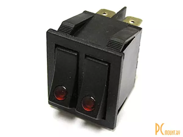 фото IRS-2101E-1C on-off Переключатель двухклавишный с точечной подсветкой IRS-2101E-1C on-off Переключатель двухклавишный с точечной подсветкой