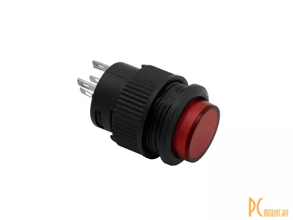 R16-503AD-R Lock Переключатель кнопочный с фиксацией, красный, LED подсветка DC3В, AC250V, 3А