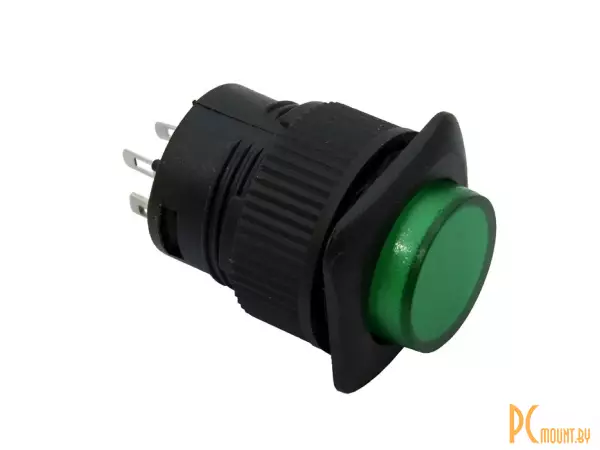 R16-504AD-G Lock Переключатель кнопочный с фиксацией, зеленый, подсветка
