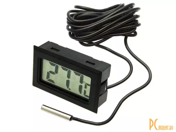 FY-10-B Термометр цифровой, черный, кабель датчика 1m, диапазон -50 +110 Celsius (подходит для аквариума)