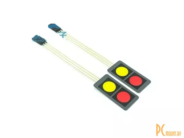 Модуль клавиатура 1x2 мембранная, красная, желтая кнопка
