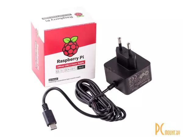 Блок питания Raspberry Pi 4 Model B  Блок питания Official Power Supply Retail, Black, 5.1V, 3A, Cable 1.5 m, USB Type С output jack,  для Raspberry Pi 4 B ()(187-