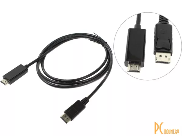 Кабель DisplayPort -> HDMI VCOM CG-494-B, 1.8 метра, Черный