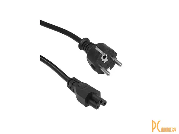 Кабель сетевой Y003/Schuko 1.8m 3x0.75 BF "Mickey Mouse" для блоков питания трехлепестковый черный