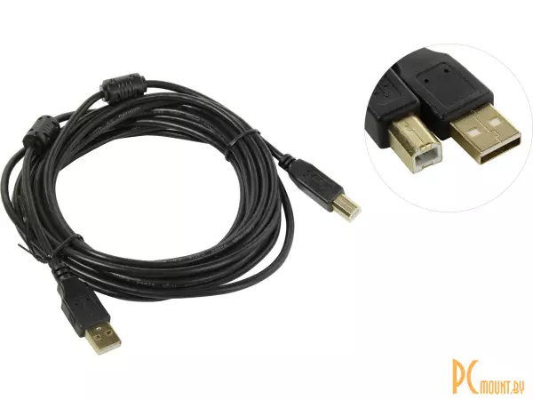 Кабель USB A-B 5bites UC5010-050A EXPRESS, USB 2.0, ферритовые фильтры, 5м