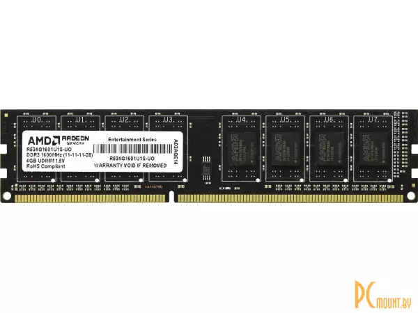 Память оперативная DDR3, 4GB, PC12800(1600MHz), AMD R534G1601U1S-U(O)