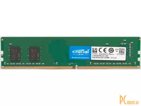 Память оперативная DDR4, 8GB, PC25600 (3200MHz), Crucial CT8G4DFRA32A