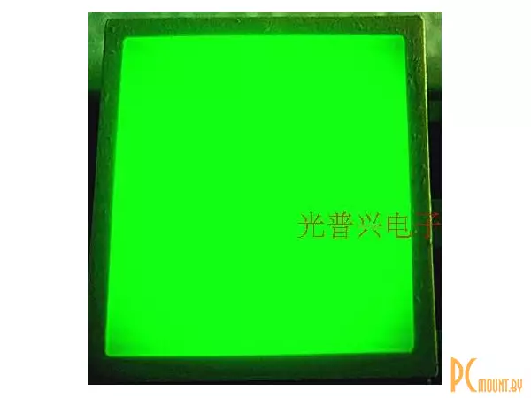 Индикатор светодиодный, квадратный, 32x32мм, зеленый, фон зеленый