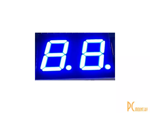 Индикатор светодиодный 7-сегментный 2281AB, 0.28", 2 знака, синий, общий анод