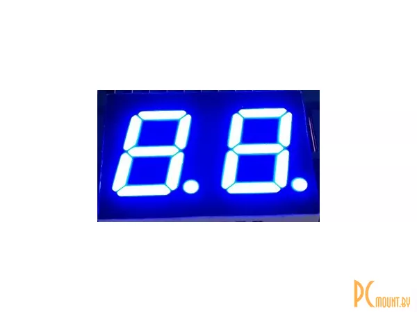 Индикатор светодиодный 7-сегментный 2281BB, 0.28", 2 знака, синий, общий анод