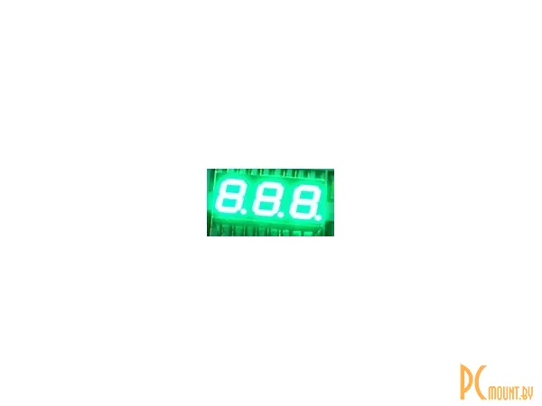 Индикатор светодиодный 7-сегментный 2381BGG, 0.28",  3 знака, изумрудно-зеленый, общий анод