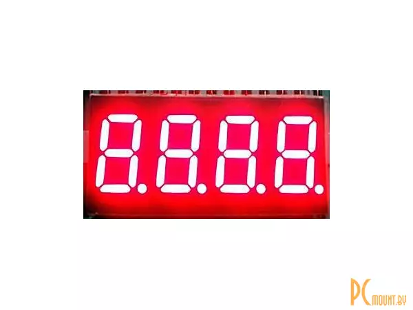 Индикатор светодиодный 7-сегментный 3461BS, 0.36", 4 знака, красный, общий анод