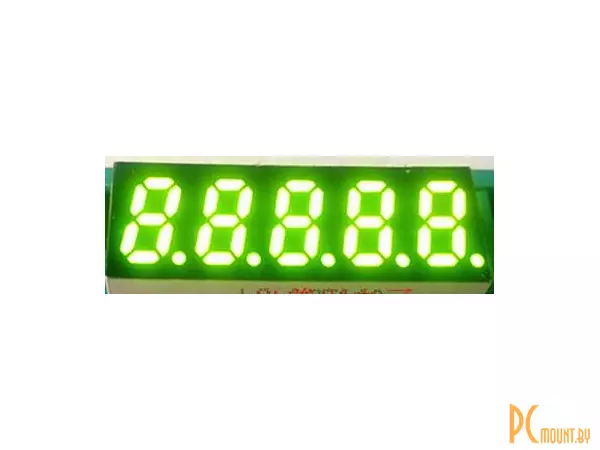 Индикатор светодиодный 7-сегментный 3561BG, 3561AY, 0.36", 5 знаков, зеленый, общий катод
