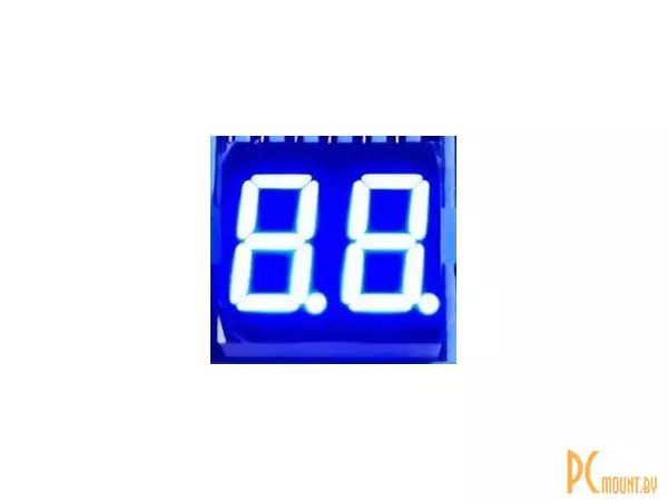 Индикатор светодиодный 7-сегментный 3621BB, 3261BB, 0.36", 2 знака, синий, общий анод