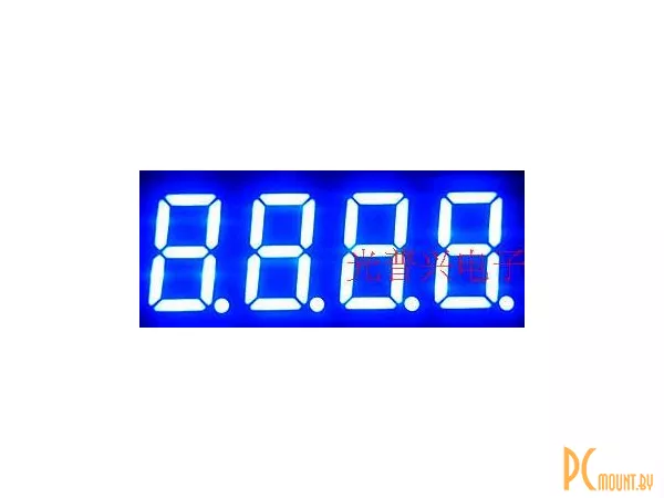 Индикатор светодиодный 7-сегментный 3641AB, 3461AB, 0.36", 4 знака, синий, общий катод
