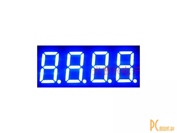 Индикатор светодиодный 7-сегментный 3641BB, 3461BB, 0.36", 4 знака, синий, общий анод
