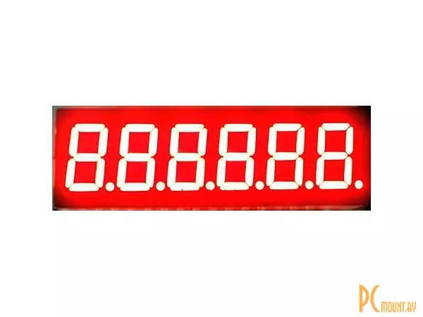 Индикатор светодиодный 7-сегментный 3661BS, 3661BY, 0.36", 6 знаков, красный, общий анод