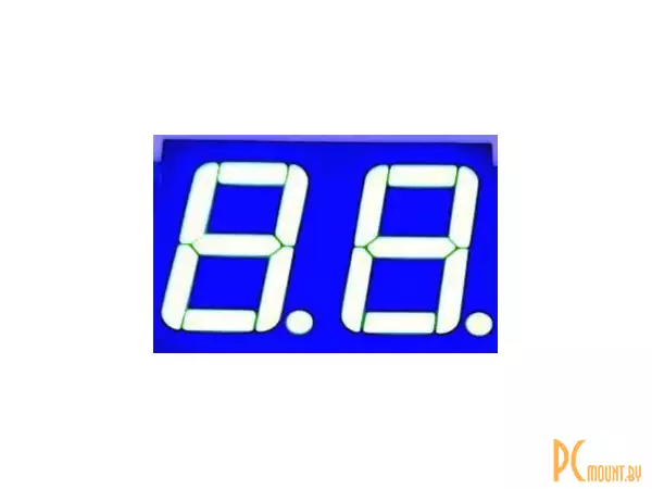 Индикатор светодиодный 7-сегментный 5261AB, 0.56", 2 знака, синий, общий катод