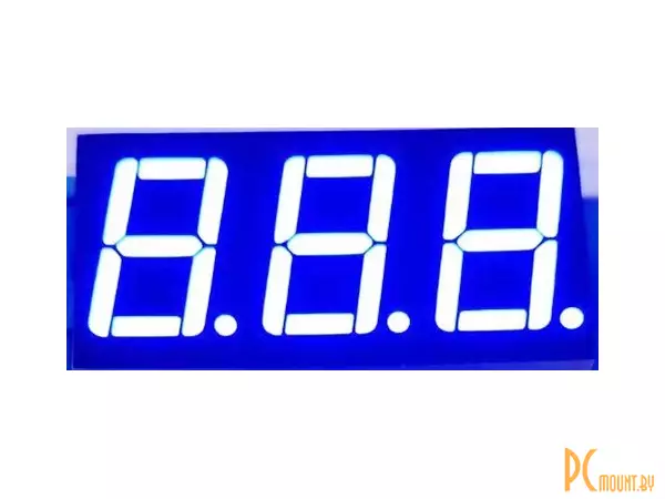 Индикатор светодиодный 7-сегментный 5631AB, 5361AB, 0.56", 3 знака, синий, общий катод