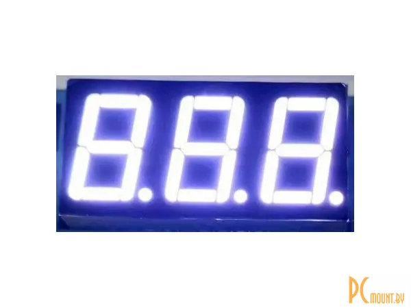 Индикатор светодиодный 7-сегментный 5631AW, 5361AW, 0.56", 3 знака, белый, общий катод