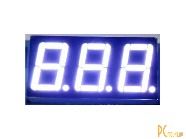 Индикатор светодиодный 7-сегментный 5631BW, 5361BW, 0.56", 3 знака, белый, общий анод