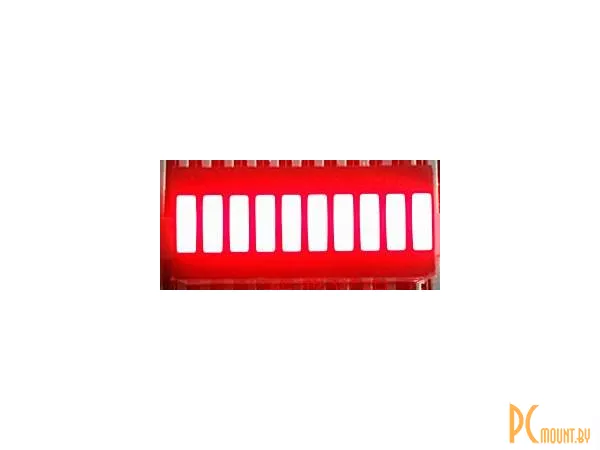 Линейка светодиодная (индикатор шкальный) 2510SR, 10 сегментов, красный 10