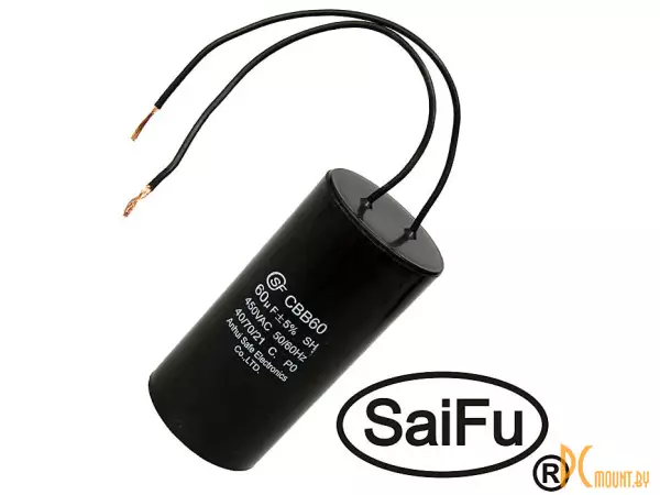 фото CBB60 60uF 450V WIRE (SAIFU) Конденсатор пусковой CBB60 60uF 450V WIRE (SAIFU) Конденсатор пусковой