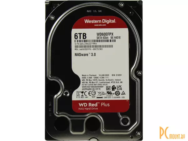 HDD  SATA-III 6Tb Red Plus (WD60EFPX) 5400RPM 256Mb 6Gb/s WD