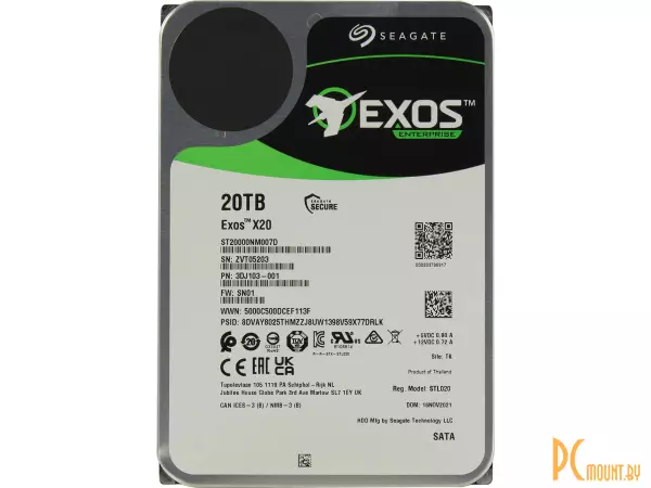 HDD  SATA-III Exos X20 20Tb (ST20000NM007D) 7200RPM 256Mb 6Gb/s Seagate