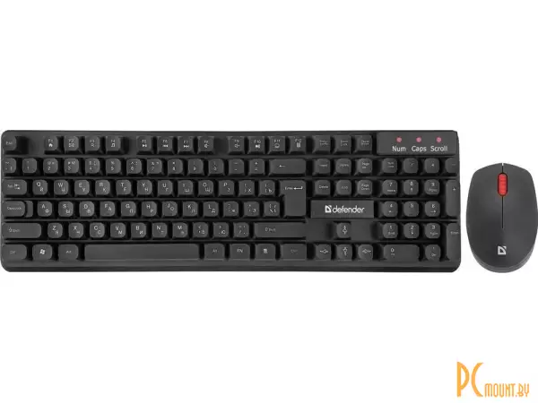 комплект БЕСПРОВОДНОЙ Клавиатура + мышь Defender Milan C-922 Black (клавиатура + мышь для ПК, мышь радио (сенсор лазерный), клавиатура радио, цвет черный) (45992)