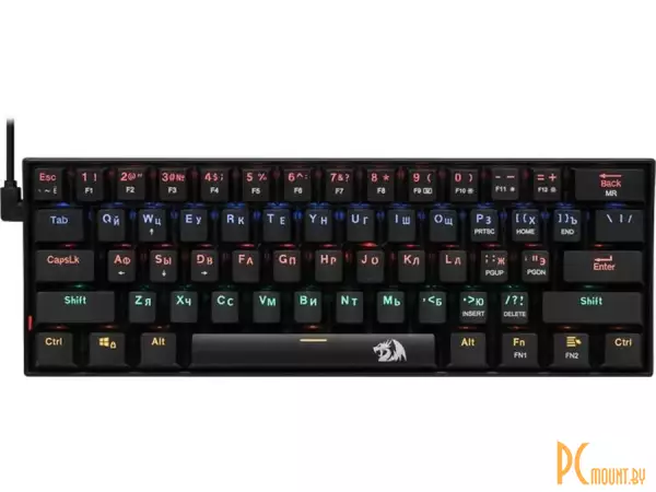 клавиатура Redragon Lakshmi (78119) (игровая для ПК, механическая, Outemu Red, ход линейный, пластик, интерфейс подключения - USB-A, подсветка, кириллица: да, влагозащита, цвет черный )