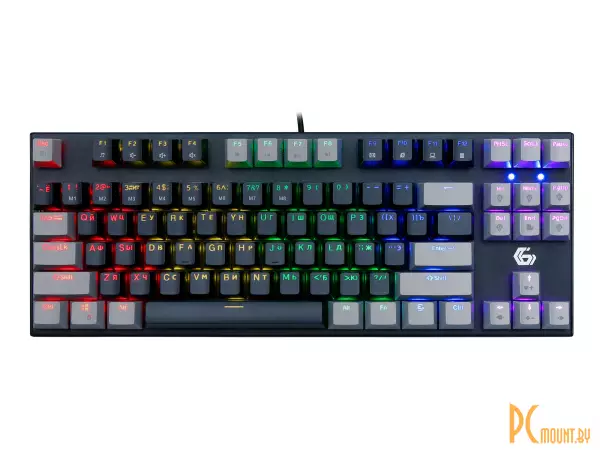 клавиатура игровая KB-G600-1 Gembird механическая, 87кл, Rainbow (подсветка), Brown Switch, Металл лицевая пластина, 1.8м, черная KB-G600-1