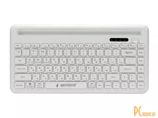 клавиатура беспроводная KBW-8 Gembird Bluetooth 5.1, 84 Низкопрофильные клавиши, подставка для телефона, кабель USB Type-C 1,5м, белая KBW-8
