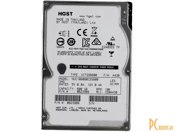 Жесткий диск (б/у) 600GB SAS2.0 HGST HUC106060CSS600 2,5"