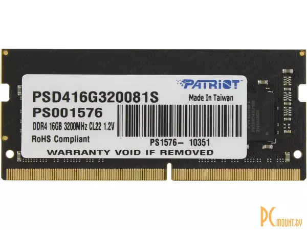 Память для ноутбука SODDR4, 16GB, PC21300 (2666MHz), Patriot  PSD416G266681S