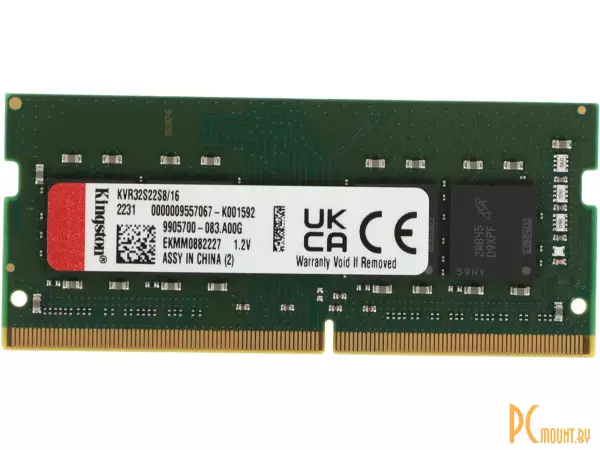 Память для ноутбука SODDR4, 16GB, PC25600 (3200MHz), Kingston KVR32S22S8/16