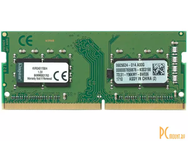 Память для ноутбука SODDR4, 4GB, PC19200 (2400MHz), Kingston KVR24S17S8/4