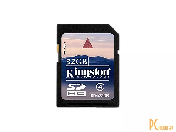 Карта памяти SDHC, 32GB, class 4, Kingston SD4/32GB RTL