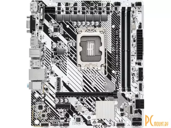 MB ASRock H610M-HDV/M.2+ Soc-1700 (H610) PCI-Ex16 PCI-Ex1 M.2 1GbE LAN 2xDDR5 5600MHz+ HDMI+DP+VGA mATX RTL D5