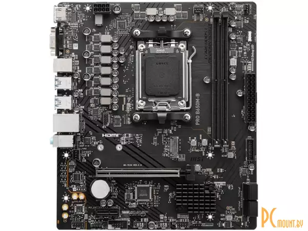 MB MSI PRO Soc-AM5 (B650) PCI-Ex16 PCI-Ex1 M.2 RAID 0/1/10 2xDDR5 6800MHz+ HDMI+VGA mATX RTL B650M-B