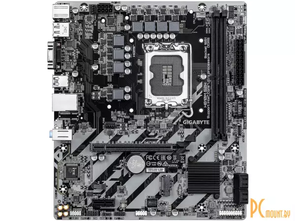 MB Gigabyte H810M Soc-1851 (H810) PCI-Ex16 PCI-Ex1 M.2 1GbE LAN 2xARGB RAID 0/1/5/10 2xDDR5 6400MHz HDM+DPI+VGA mATX RTL S2H