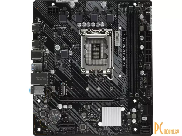 материнская плата Soc1700 D5 AsRock H610 2xDDR5 до 5600 МГц 1xPCIe x16 4.0 1xPCIe x1 1xM.2 2xHDMI mATX H610M-H2/M.2 D5 H610M-H2/M.2