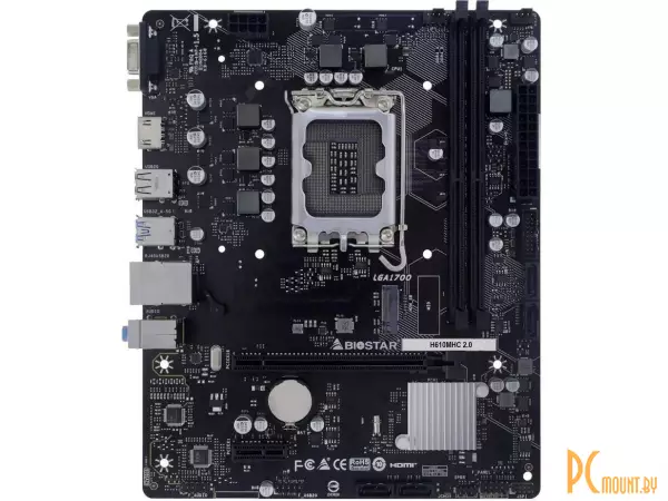 материнская плата Soc1700 2.0 Biostar (2xDDR4 M.2 4xUSB3 6xUSB2 1xPCIex16 1xPCIex1 HDMI Glan) H610MHC 2.0 H610MHC
