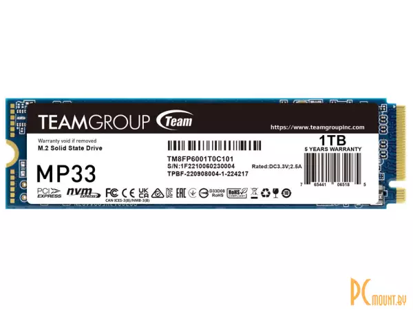 SSD M.2 Express 3.0 x4 Team 1TB MP33 (TM8FP6001T0C101) 1800/1500 MBps P600 M PCI