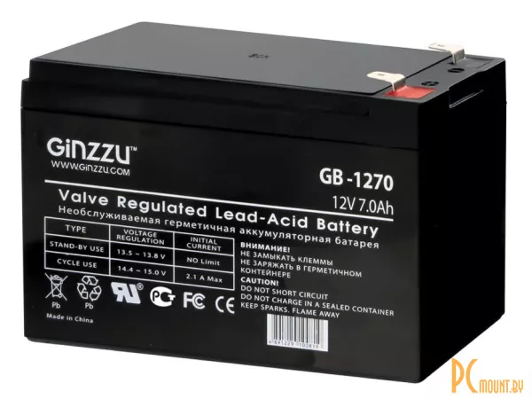 Источник бесперебойного питания UPS Аккумулятор Ginzzu GB-1270 12V 7Ah
