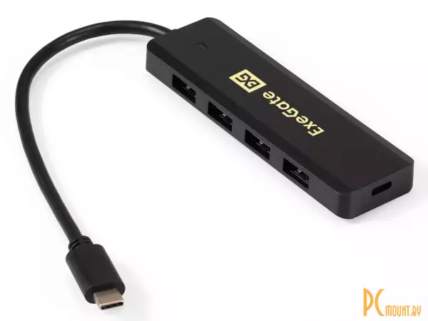 фото USB-хаб ExeGate DUB-4СP 1 EX293986RUS, входной разъём USB Type-C 3.0, выходные USB-A 3.0 4 порта, порт USB Type-C для дополнительного питания, кабель 0.17 м, цвет черный USB-хаб ExeGate DUB-4СP 1 EX293986RUS, входной разъём USB Type-C 3.0, выходные USB-A 3.0 4 порта, порт USB Type-C для дополнительного питания, кабель 0.17 м, цвет черный