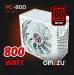 блок питания 800W GINZZU PC800 (Белый) White ATX 2.3 140mm, белая оплетка, (OVP/UVP/OPP/SCP/SIP) 80+ APFC PC800 (Белый)